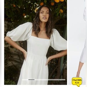 White Flounce Sleeve Dress NWT